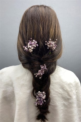 Mor Şoklanmış Doğal Cipsolu Firketeli Saç Aksesuarı 5 Adet