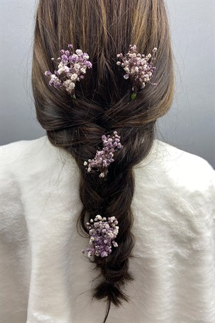 Mor Şoklanmış Doğal Cipsolu Firketeli Saç Aksesuarı 5 Adet