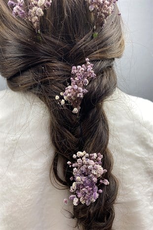 Mor Şoklanmış Doğal Cipsolu Firketeli Saç Aksesuarı 5 Adet