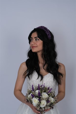 Purple Water Enamel Beaded Bridal Henna Crown
