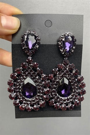 Mor Subra Gelin Kına Tacı ve Küpesi