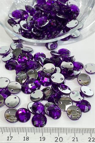 Purple Round Sew Plastic Stone Beads 10 Gr