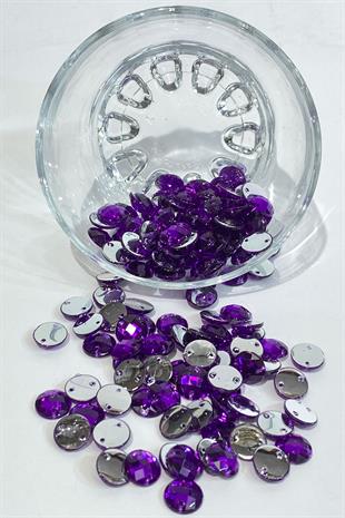 Purple Round Sew Plastic Stone Beads 10 Gr