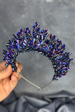 Purple Maria Henna Crown Hair Accessory with Intense Embroidered Crystals