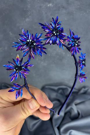 Purple Star Stone Bridal Henna Crown and Bridal Hair Accessory
