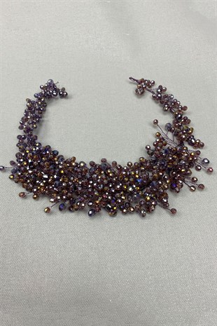 Plum Asian Crystal Bridal Hair Accessory