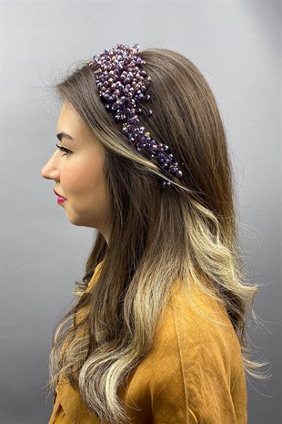 Plum Asian Crystal Bridal Hair Accessory