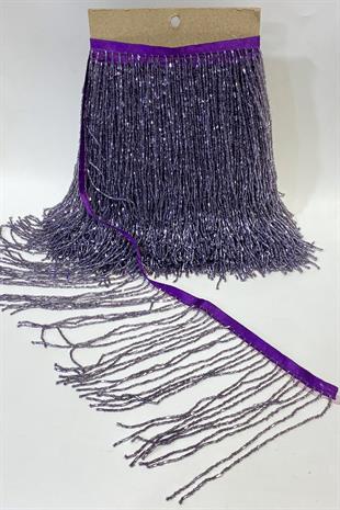 Mürdüm Boncuklu 15 cm Saçak Püskül