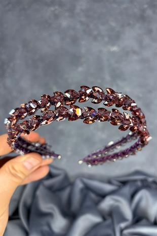 Plum Double Row Stone Lea Bridal Hair Accessory Bridal Henna Crown