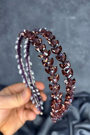 Plum Double Row Stone Lea Bridal Hair Accessory Bridal Henna Crown