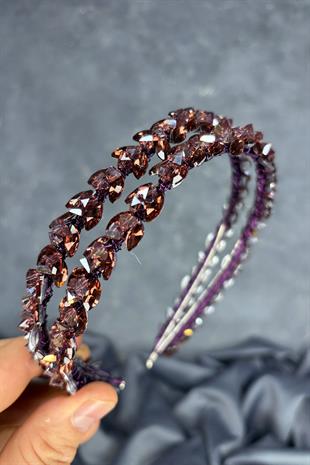 Plum Double Row Stone Lea Bridal Hair Accessory Bridal Henna Crown