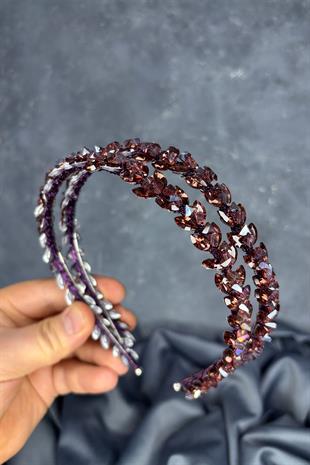 Plum Double Row Stone Lea Bridal Hair Accessory Bridal Henna Crown