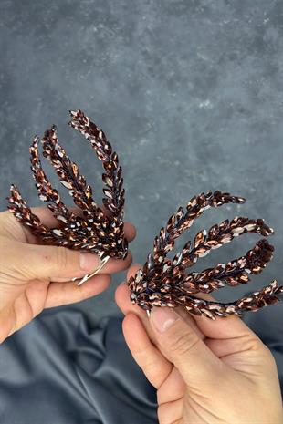 Mürdüm Çift Taraflı Tarak Büge Gelin Saç Aksesuarı