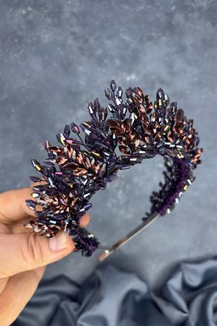 Plum Elisa Design Beaded Bridal Henna Crown Hair Accessory