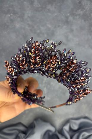 Plum Elisa Design Beaded Bridal Henna Crown Hair Accessory