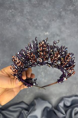 Plum Elisa Design Beaded Bridal Henna Crown Hair Accessory