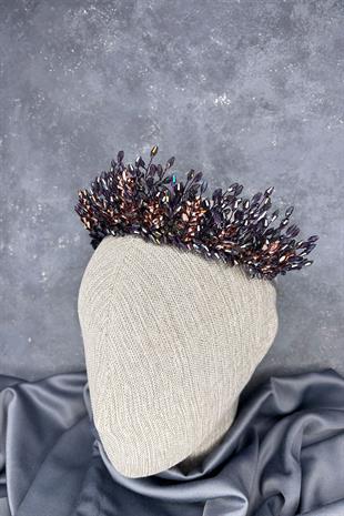 Plum Elisa Design Beaded Bridal Henna Crown Hair Accessory