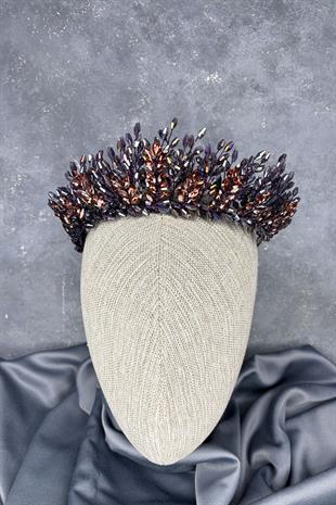 Plum Elisa Design Beaded Bridal Henna Crown Hair Accessory