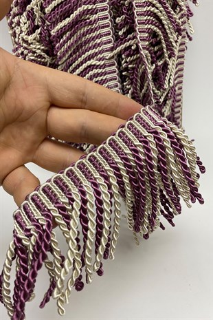 Mürdüm Krem Bulyon Saçak Püskül