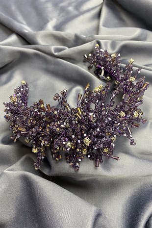 Plum Rastaban Crystal Stone Henna and Bridal Crown