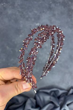 Plum Saree Model Double Row Bridal Henna Crown Hair Accessory