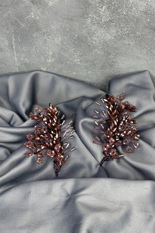 Mürdüm Selis Çift Taraflı Gelin Kına Tacı Saç Aksesuarı