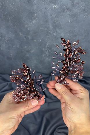 Mürdüm Selis Çift Taraflı Gelin Kına Tacı Saç Aksesuarı