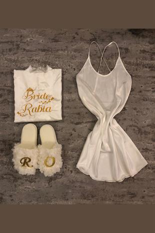 Embroidered Special Design Bride Dressing Gown Set