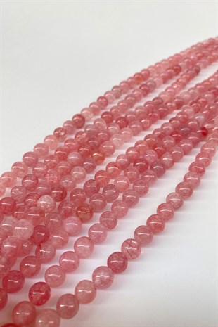 Nar Çiçeği Ceyt Doğal Taş Boncuk 8 mm