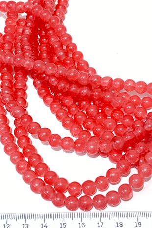 Nar Çiçeği Desenli Dizi Cam Boncuk 8 mm