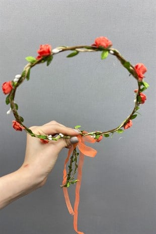 Nar Çiçeği Kagıt Güllü Yapraklı Nedime Tacı ve Hediyelik Çocuk Tacı