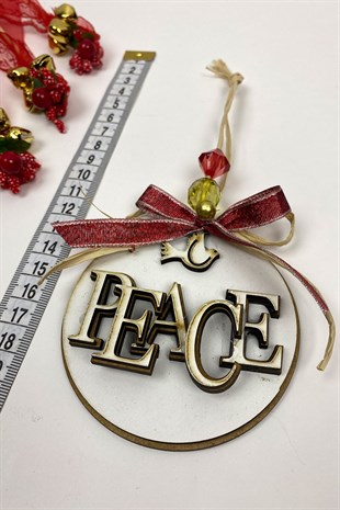 Naturel Peace Baskılı Yılbaşı Ağaç Süsü