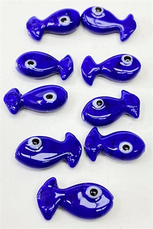 Evil Eye Beads Fish Patterned Bracelet Tip Dark Blue 1 Pcs