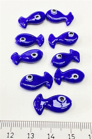 Evil Eye Beads Fish Patterned Bracelet Tip Dark Blue 1 Pcs