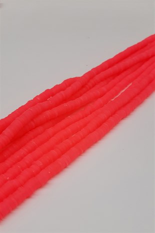Neon Dark Orange Fimo Dough Beads 6Mm