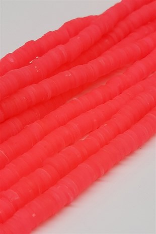 Neon Dark Orange Fimo Dough Beads 6Mm