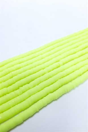 Neon Sarı Fimo Boncuk 6mm