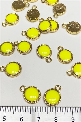 قلادة نيون صفراء دائرية بالمينا 1 قطعة