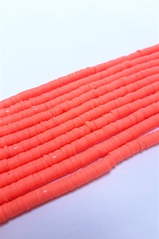 Neon Turuncu Fimo Boncuk 6mm