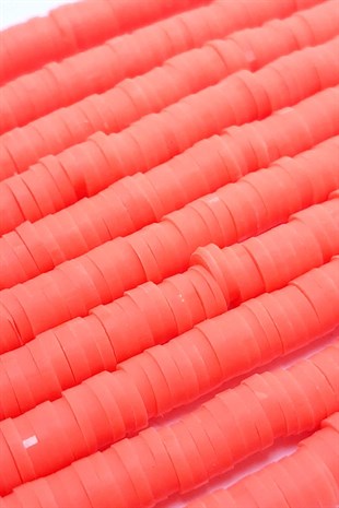 Neon Turuncu Fimo Boncuk 6mm