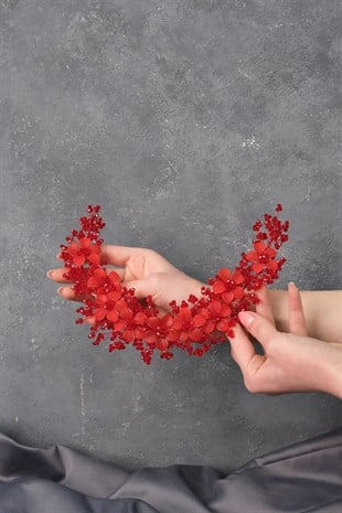 Nida Çiçek Mineli Gelin Tacı Saç ve Türban Aksesuarı