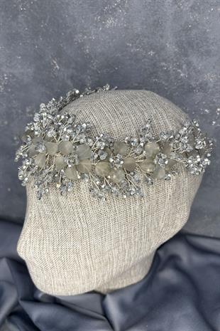 Nileda Kristal Boncuklu Gelin Kına Tacı Saç Aksesuarı