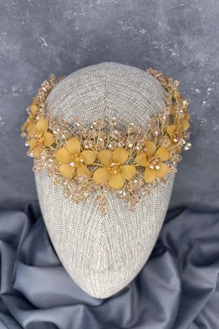 Nileda Kristal Boncuklu Gelin Kına Tacı Saç Aksesuarı