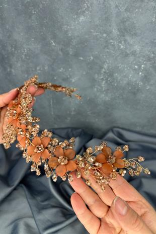 Nileda Kristal Boncuklu Gelin Kına Tacı Saç Aksesuarı