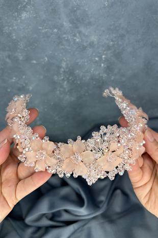 Nileda Kristal Boncuklu Gelin Kına Tacı Saç Aksesuarı