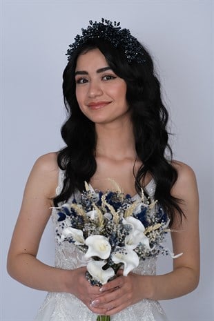 Nilsu Boncuklu Gelin Tacı ve Türban Aksesuarı