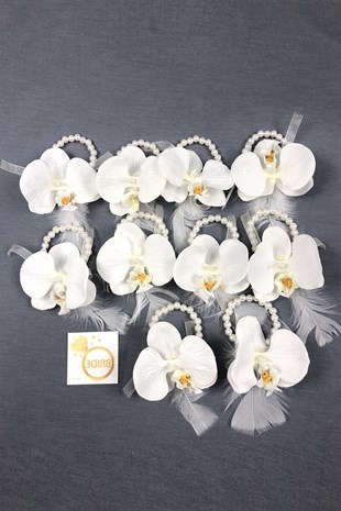 Orchid Flower Feather Bridesmaid Bracelet Set