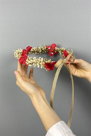 Ortancalı Kuru Çiçekli Dış Çekim Gelin Saç Aksesuarı