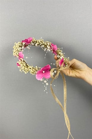 Ortancalı Kuru Çiçekli İncili Dış Çekim Gelin Saç Aksesuarı