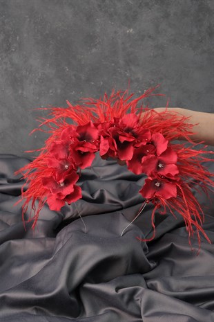 Hydrangea Stone Feathered Design Bridal Henna Crown